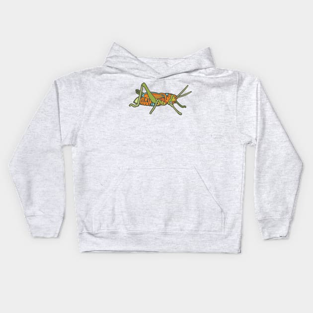 Colorful Grasshopper Kids Hoodie by evisionarts